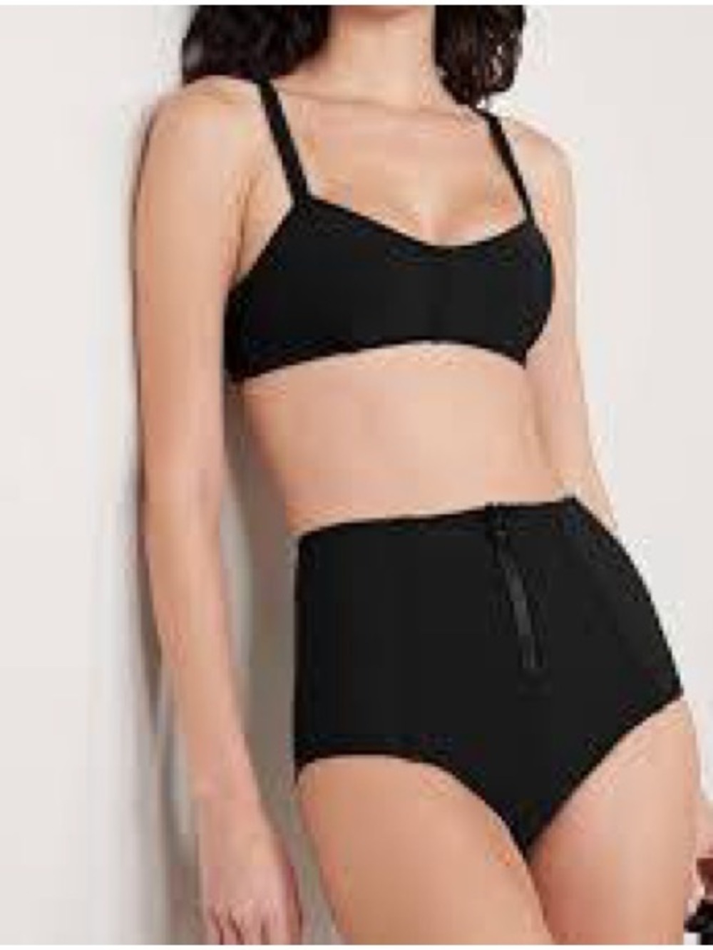 Lisa Marie Fernandez Black High-Waist Bikini with Scoop Top